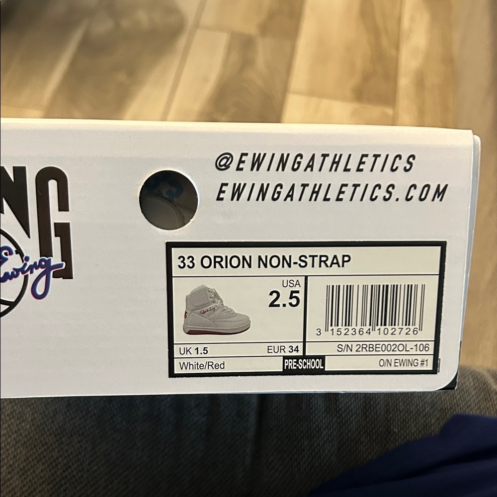 Brand New Patrick Ewing White and Red High-Top Pre School Sneakers 2.5 Youth - Picture 10 of 10